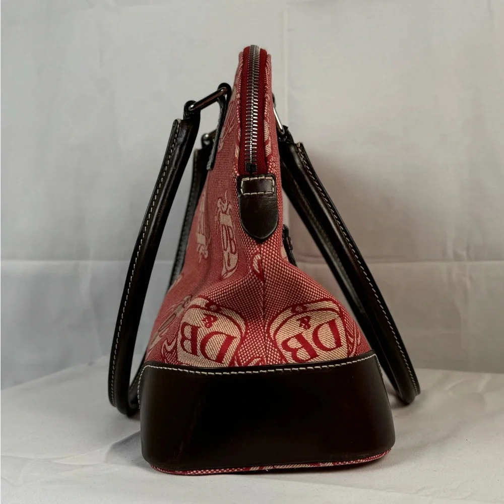 Dooney &‎ Bourke Red and Cream Donegal Crest Domed Satchel